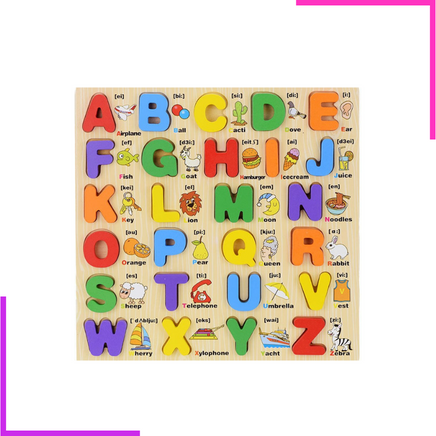 Tableau d'apprentissage des chiffres et des lettres en bois