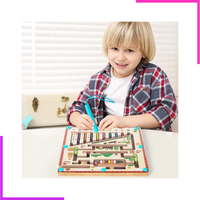 Labyrinthe Magnétique de Couleur et de Chiffres en bois