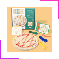 Geoboard en Bois Jeu d'enroulement de fil éducatif avec Cartes à Motifs