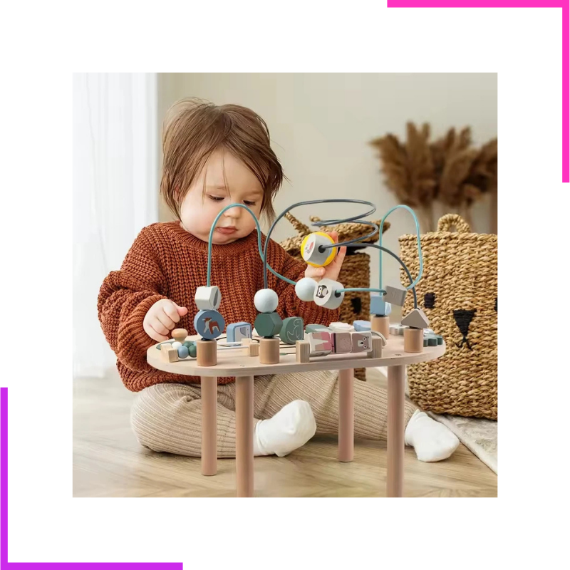Table d'activité bébé en bois - ZUUKO - Montessori - Labyrinthe de perles - Trieur de formes Table d'activité bébé en bois - ZUUKO - Montessori - Labyrinthe de perles - Trieur de formes