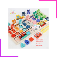 Planche Montessori Éducative en Bois - Apprentissage des Chiffres, Formes, Couleurs et Véhicules