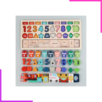 Planche Montessori Éducative en Bois - Apprentissage des Chiffres, Formes, Couleurs et Véhicules