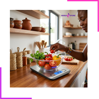 Balance de cuisine numérique mesurant des légumes