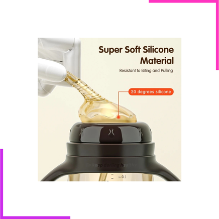 Biberon anti-colique à paille gravitationnelle avec tétine en silicone