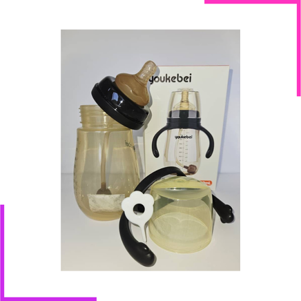 Biberon anti-colique à paille gravitationnelle avec tétine en silicone