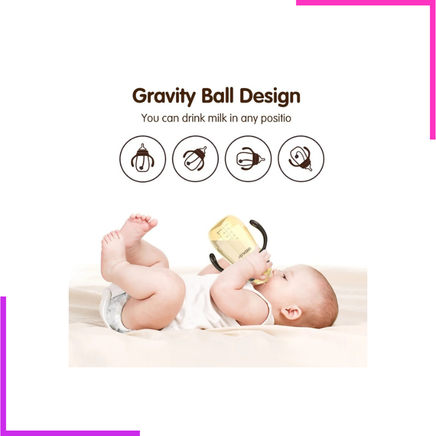 Biberon anti-colique à paille gravitationnelle avec tétine en silicone