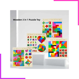 Lot de 4 Blocs Puzzle en Bois 1 Montessori