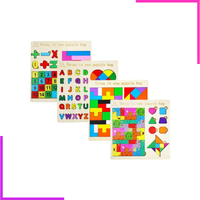 Lot de 4 Blocs Puzzle en Bois 1 Montessori