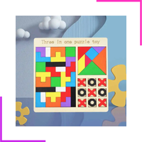 Lot de 4 Blocs Puzzle en Bois 1 Montessori