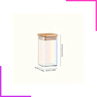 Lot de 3 Bocaux Carré 280ML avec Couvercle en Bambou