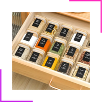 Lot de 3 Bocaux Carré 280ML avec Couvercle en Bambou