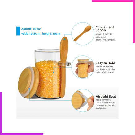 Bocaux en verre et bambou avec cuillères