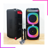 Enceinte Bluetooth karaoké double haut-parleur avec éclairage LED RGB et 2 microphones sans fil