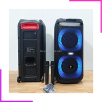 Enceinte Bluetooth karaoké double haut-parleur avec éclairage LED RGB et 2 microphones sans fil