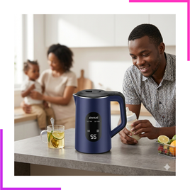 Bouilloire digitale chauffant l'eau du petit déjeuner.