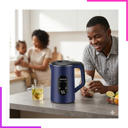 Bouilloire digitale chauffant l'eau du petit déjeuner.