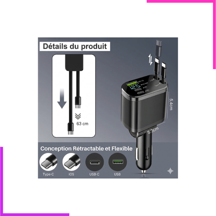 Chargeur de Voiture PD 120W 5-en-1