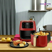 Air fryer 6L noir et or 2400W avec écran tactile numérique pour cuisine.