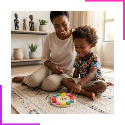 Horloge Apprentissage Heure, Chiffres, Formes et Couleurs en Bois