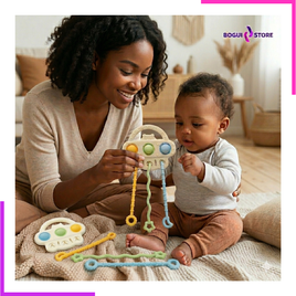Jouet Sensoriel Bébé – Pieuvre à Tirer & Presser