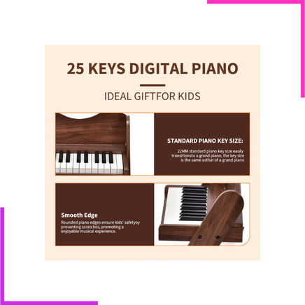  KERID – Piano électrique en bois pour enfants, jouet de 25 touches