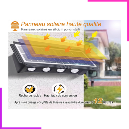 Lampe Murale Solaire LED Étanche IP65 Extérieure