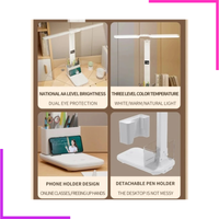 Lampe de table moderne rechargeable pliable à 2 têtes LED tactile