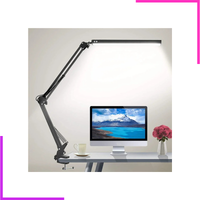 Lampe de bureau à pince à bras long réglable LED moderne et simple