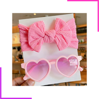 Lunettes Soleil en Forme de Cœur et Bandeau à Nœud

