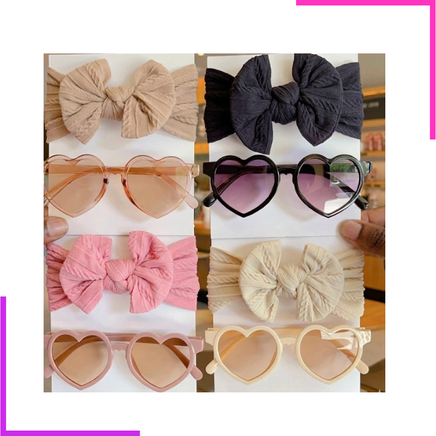 Lunettes Soleil en Forme de Cœur et Bandeau à Nœud
