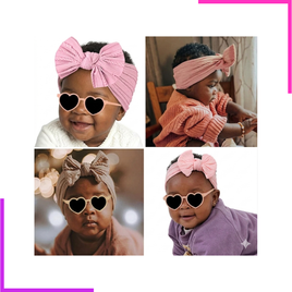 Lunettes Soleil en Forme de Cœur et Bandeau à Nœud

