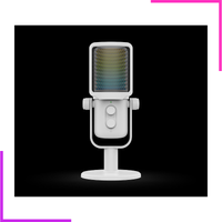 Microphone USB de bureau avec éclairage LED RGB et support intégré pour streaming et podcast