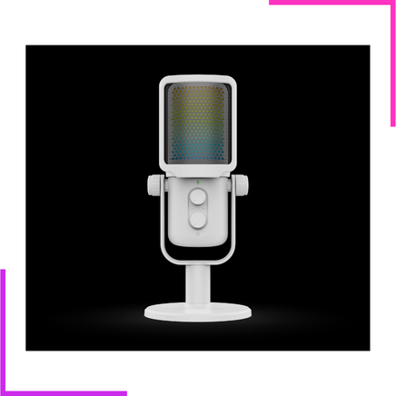 Microphone USB de bureau avec éclairage LED RGB et support intégré pour streaming et podcast