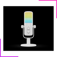 Microphone USB de bureau avec éclairage LED RGB et support intégré pour streaming et podcast