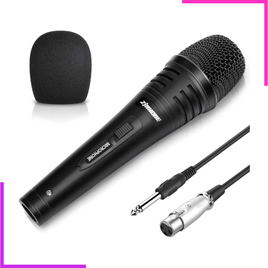 Microphone dynamique filaire avec bonnette anti-pop et câble XLR jack 6.35mm