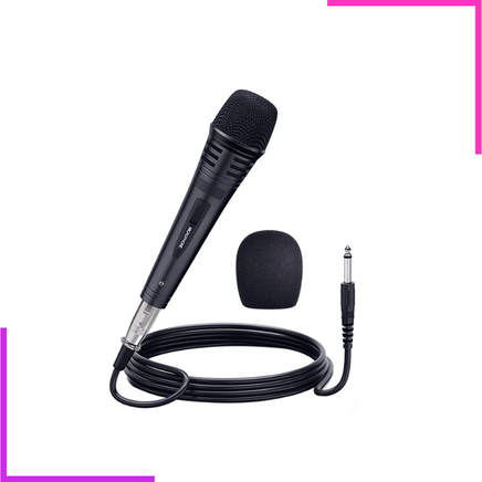 Microphone dynamique filaire avec bonnette anti-pop et câble XLR jack 6.35mm