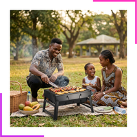 Barbecue portable familial utilisé en pique-nique dans un parc