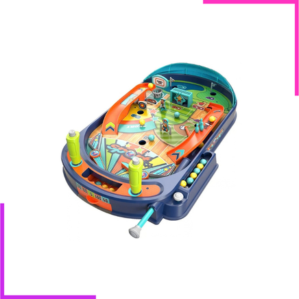 Flipper de table vu de trois quarts avec son lanceur à ressort