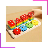 Planche de jeu en bois multifonctionnelle pour l'appariement de formes géométriques 