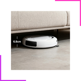 Aspirateur robot BowAI avec une puissance d'aspiration de 1200Pa en action sur un sol brillant.