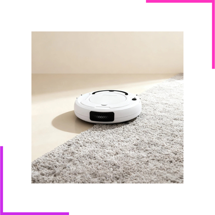 Aspirateur robot BowAI avec une puissance d'aspiration de 1200Pa en action sur un sol brillant.
