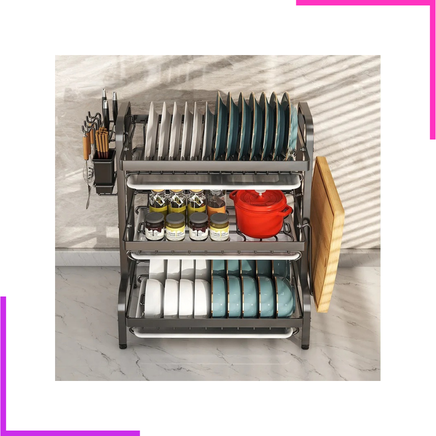 Séchoir à vaisselle, support de séchage de vaisselle et de tasse de comptoir de cuisine avec support de planche à découper détachable