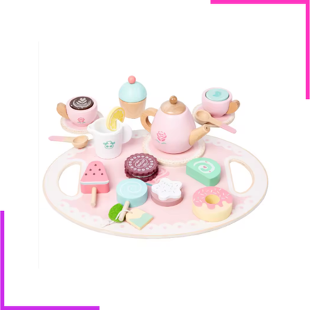 Set de thé en bois pour enfants – style princesse