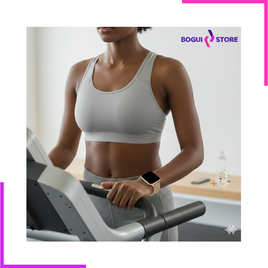  une montre connectée dorée.