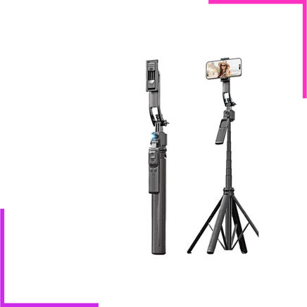 Stabilisateur Gimbal Pliable C17 avec Suivi de Visage IA, Rotation Automatique à 360 Degrés, Perche à Selfie et Trépied pour Smartphone, A