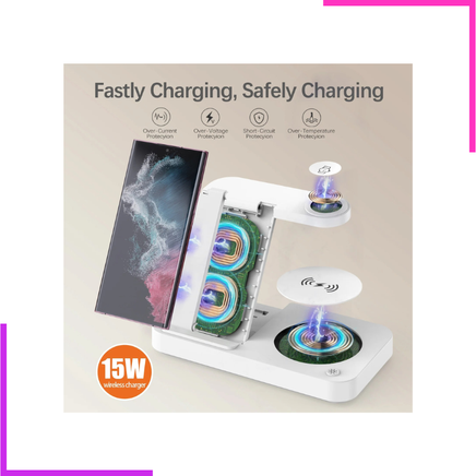 Station de Charge Sans Fil Rapide Personnalisée 10W OTP PD pour Smartphones Android, Montres Connectées (Matériau ABS+PC)