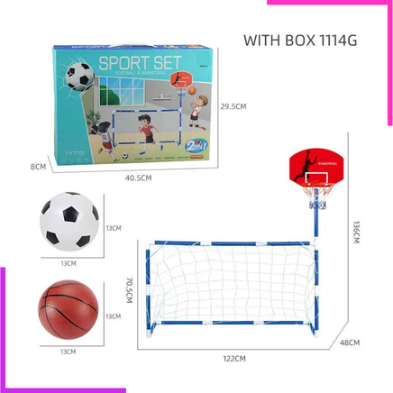 Structure de jeu mobile 2-en-1 : But de football et panier de basketball 