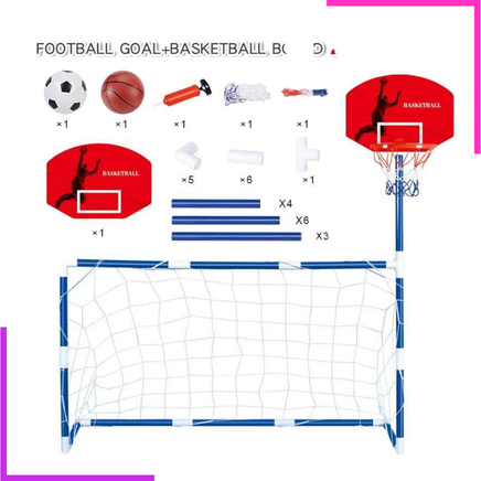 Structure de jeu mobile 2-en-1 : But de football et panier de basketball 