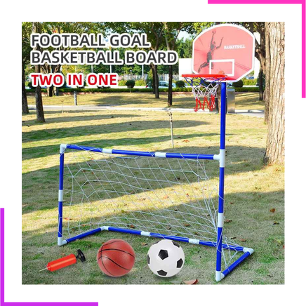 Structure de jeu mobile 2-en-1 : But de football et panier de basketball 