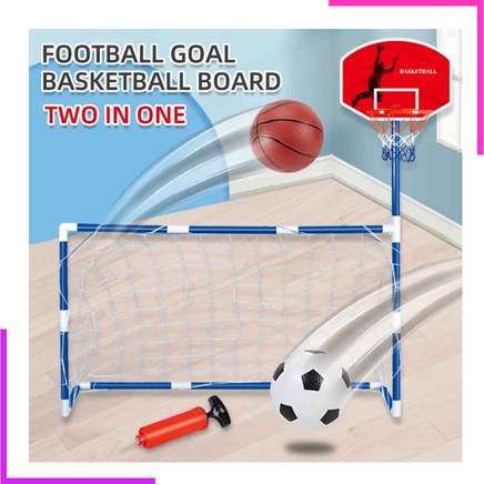 Structure de jeu mobile 2-en-1 : But de football et panier de basketball 